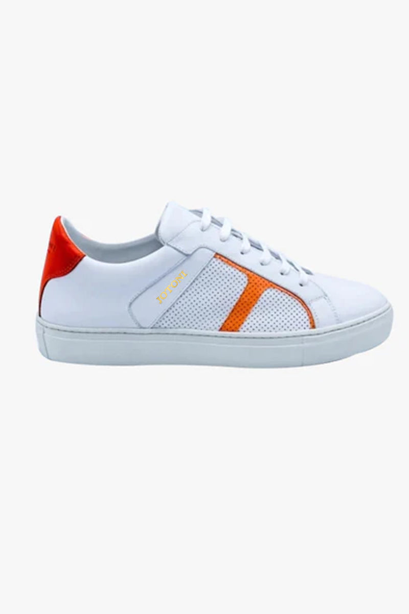 Diverso Orange Accented White Sneakers